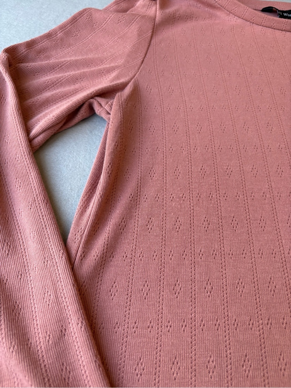 Well Worn Pointelle Dusty Pink Long Sleeve Knit Top sz M
